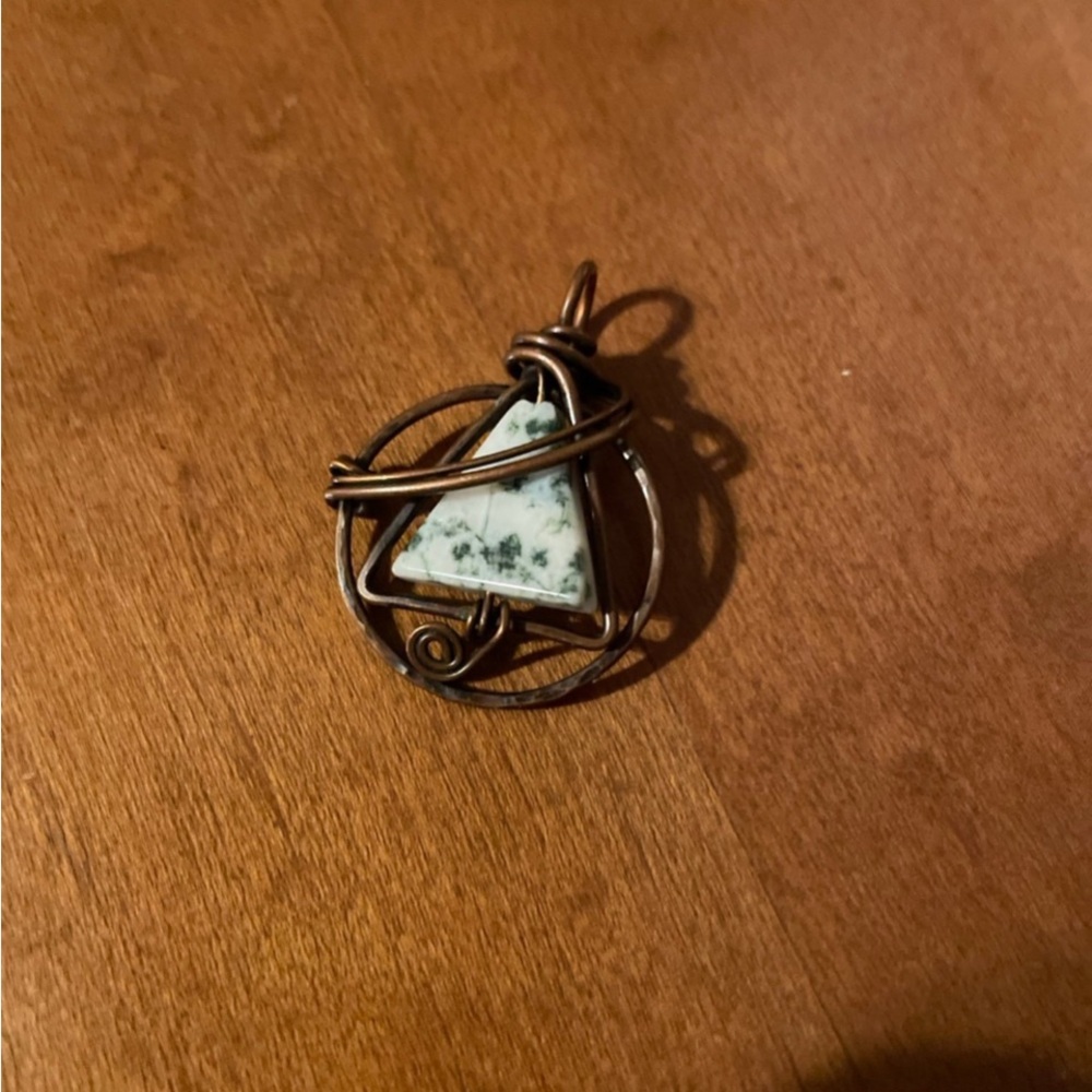 Copper and Green Stone Pendant